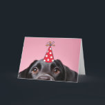 Funny Black Dog Birthday Card Greeting Cute<br><div class="desc">Cute black dog in a birthday hat Happy Birthday greeting card.</div>