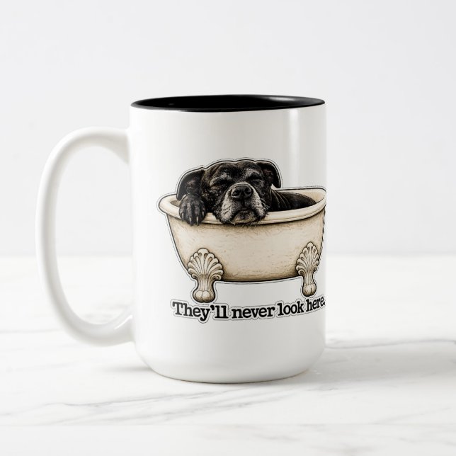 Funny Black Dog Mug Pitbull Humor (Left)