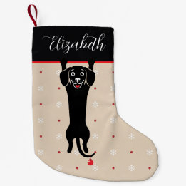 Funny Black Dog Personalized Name Christmas Small Christmas Stocking