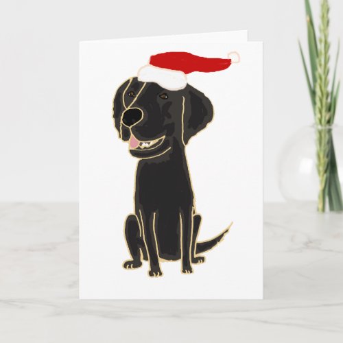 Funny Black Flat Coated Retriever Christmas Art Holiday Card
