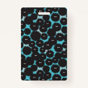 Funny black fluffy monsters badge