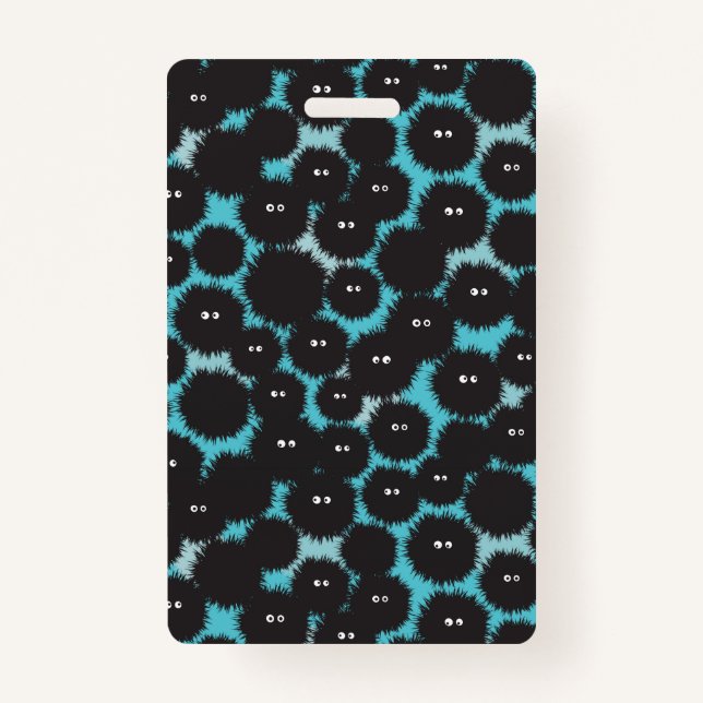 Funny black fluffy monsters  badge (Front)