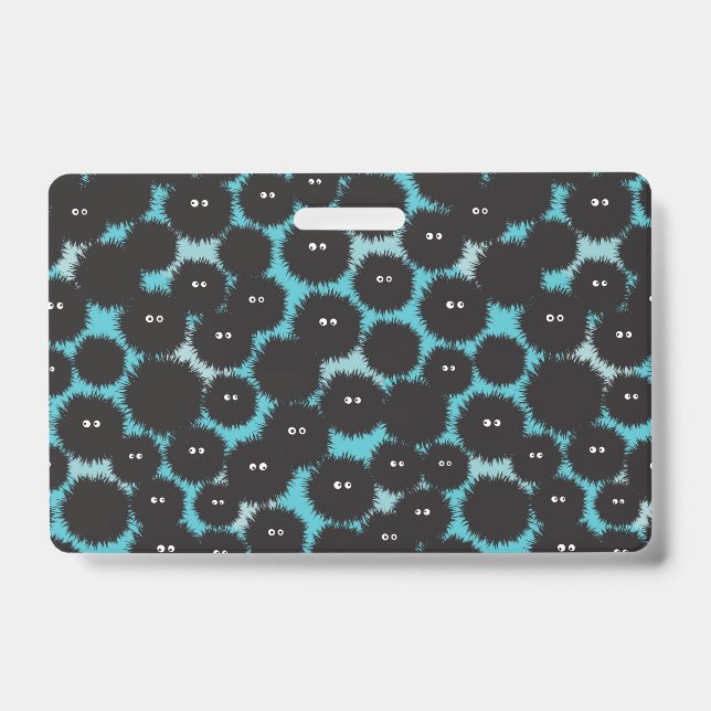 Funny black fluffy monsters  badge (Front)