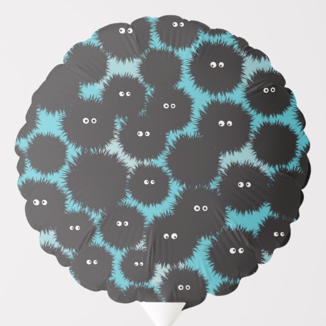Funny black fluffy monsters  balloon (Front)