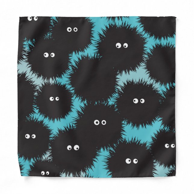 Funny black fluffy monsters  bandana (Front)