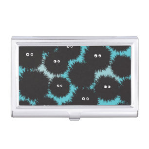 Funny black fluffy monsters business card case