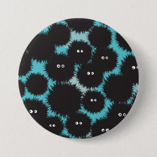 Funny black fluffy monsters button