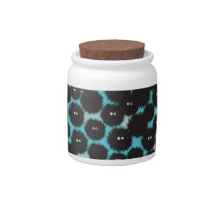 Funny black fluffy monsters candy jar