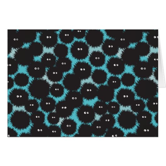 Funny black fluffy monsters  cards (Front Horizontal)