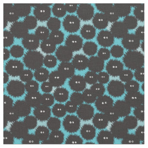 Funny black fluffy monsters fabric