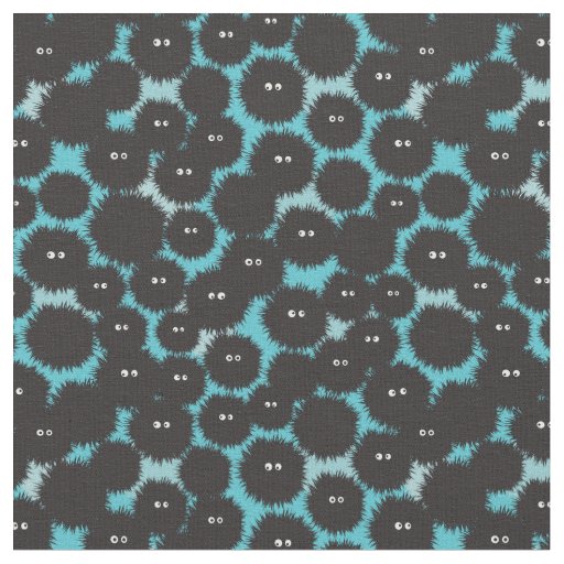 Funny black fluffy monsters  fabric