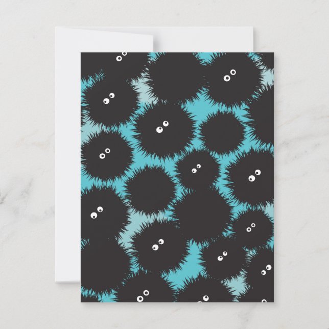 Funny black fluffy monsters  holiday card (Front)