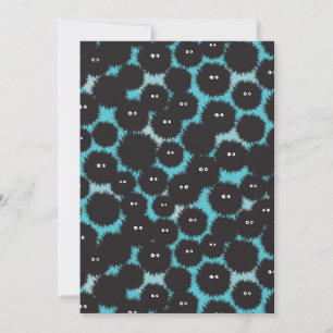 Funny black fluffy monsters invitation