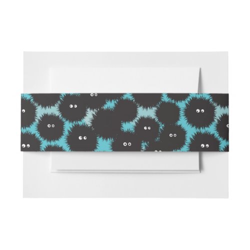 Funny black fluffy monsters  invitation belly band