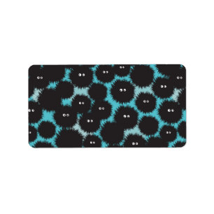 Funny black fluffy monsters  label