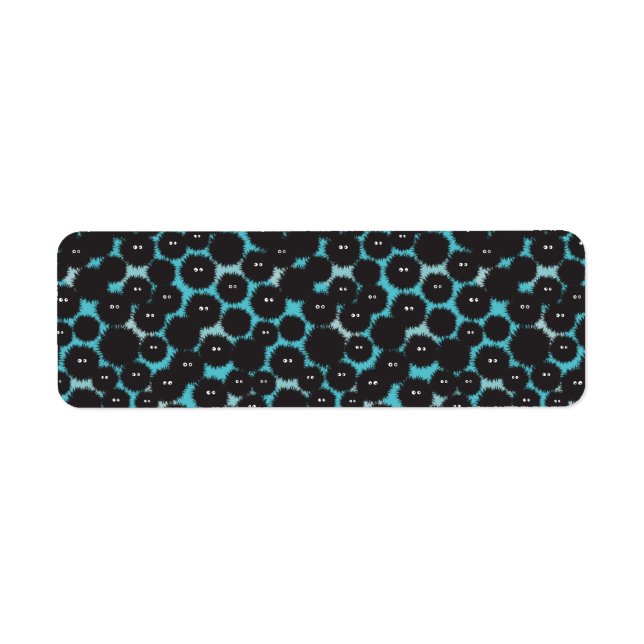 Funny black fluffy monsters  label (Front)