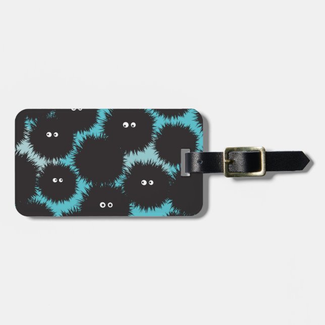 Funny black fluffy monsters  luggage tag (Front Horizontal)