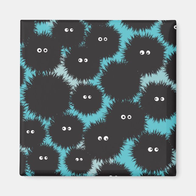 Funny black fluffy monsters  magnet (Front)