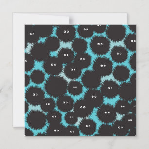 Funny black fluffy monsters magnetic invitation