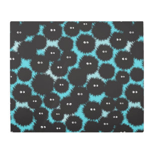 Funny black fluffy monsters  metal print