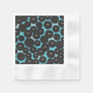 Funny black fluffy monsters napkins