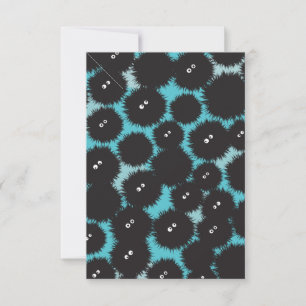 Funny black fluffy monsters  RSVP card