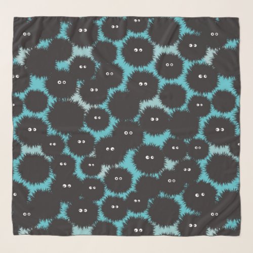 Funny black fluffy monsters  scarf