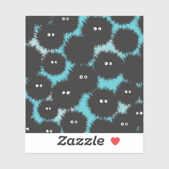 Funny black fluffy monsters  sticker (Sheet)