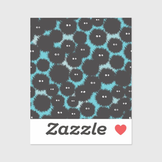 Funny black fluffy monsters  sticker (Sheet)