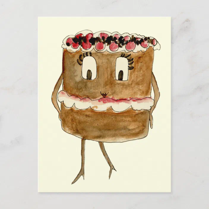Funny Black Forest Gateau Quirky Chocolate Cake Postcard Zazzle Com