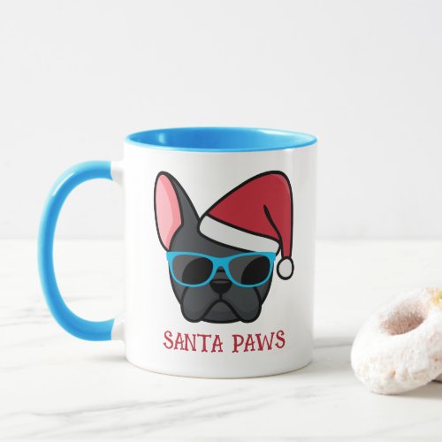 Funny Black Frenchie Santa Paws Christmas Mug