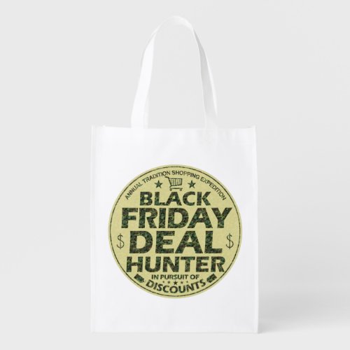 Funny Black Friday Deal Hunter Discount Shopping Reusable Grocery Bag
