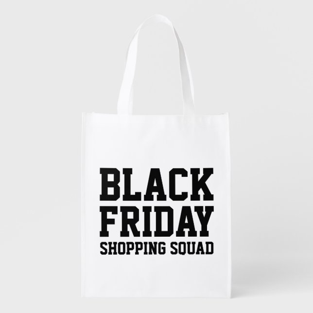 Funny Black Friday reusable grocery shopping bags (Front)