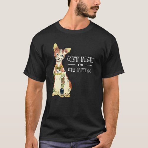 Funny Black Gangster Sphynx with Tattoos Cat Dad T_Shirt