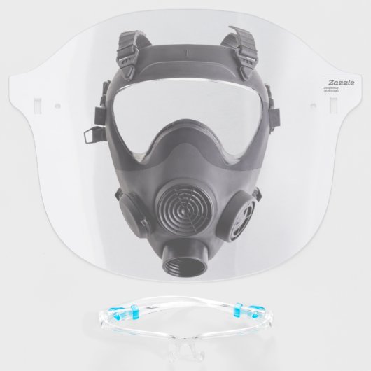 Funny Black Gas Mask Face Shield (Front w/Glasses)