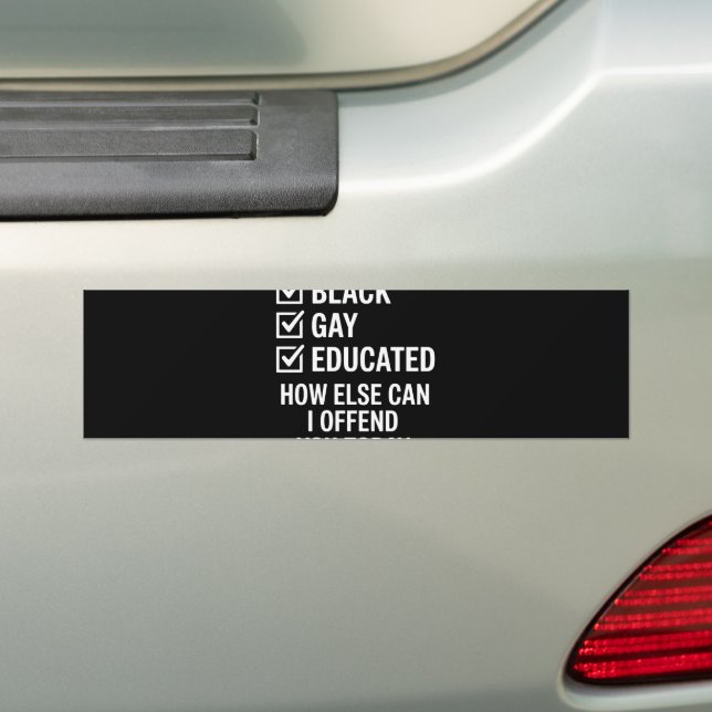 Funny Black Gay Pride Support LGBTQ Rights Bumper Sticker (On Car)