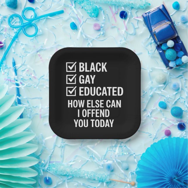 Funny Black Gay Pride Support LGBTQ Rights Paper Plates (Party)