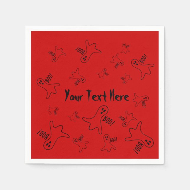 funny black ghost shouting boo for halloween paper napkins (Front)