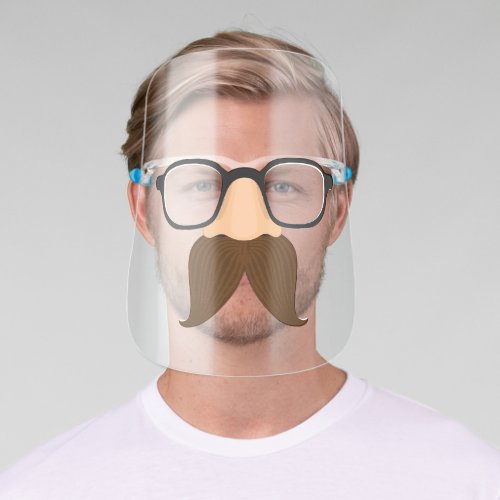 Funny Black Glasses Walrus Mustache Disguise Face Shield