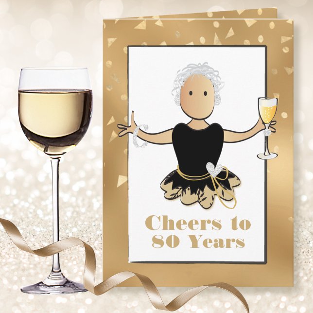 Funny Black Gold Ethnic Glitter 80th Birthday Card (Creator Uploaded)