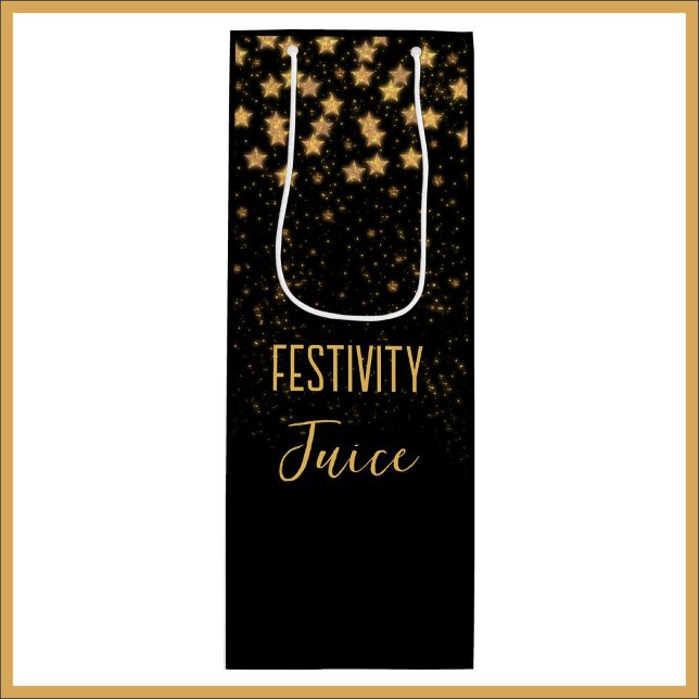 Funny Black Gold Festive Wine Gift Bag (Creator Uploaded)