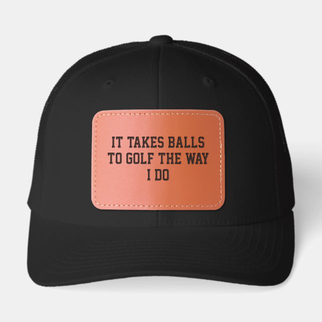 Funny Black Golfer Leather Patch Hat (Front)