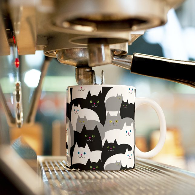 Funny Black Gray and White Kitty Cat Pattern Coffee Mug (Creator Uploaded)