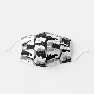 Funny Black, Gray and White Kitty Cats Cloth Face Mask