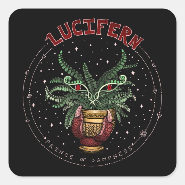 Funny Black Halloween Party Plant Demon Lucifern Square Sticker (Front)