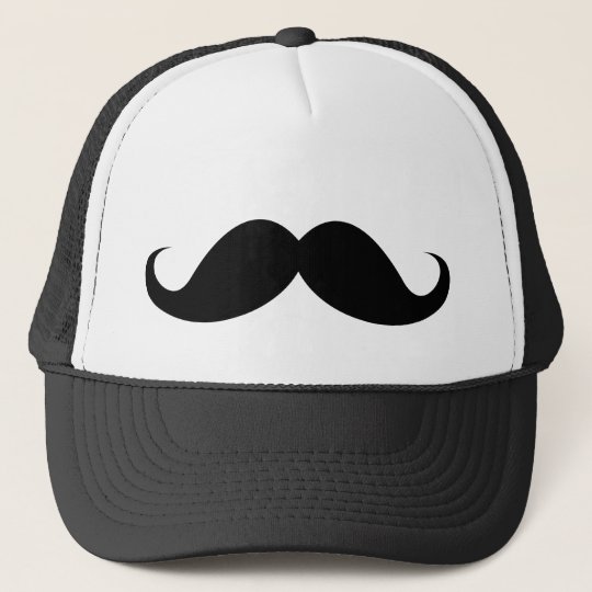 Funny black handlebar mustache moustache trucker hat
