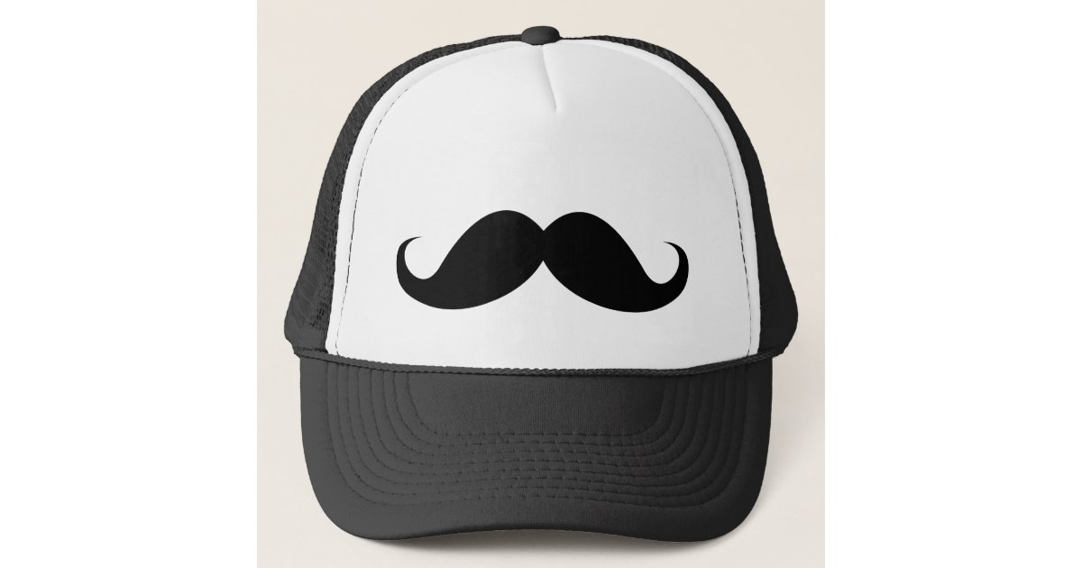 Funny black handlebar mustache moustache trucker hat Zazzle