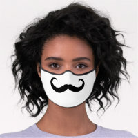 Funny Black Handlebar Mustache Premium Face Mask