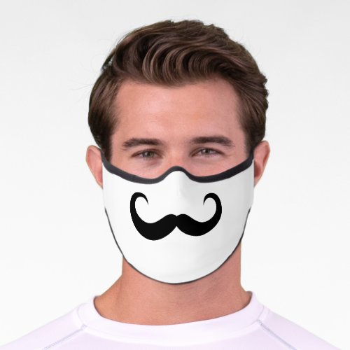 Funny Black Handlebar Mustache Premium Face Mask