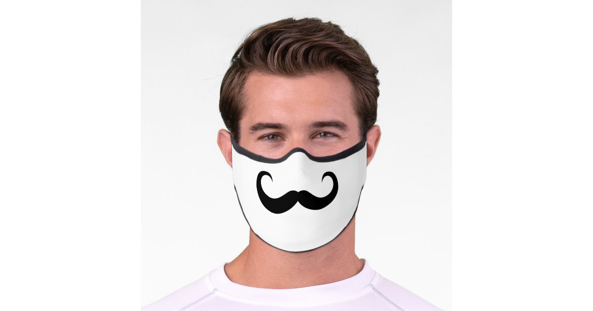 Funny Black Handlebar Mustache Premium Face Mask